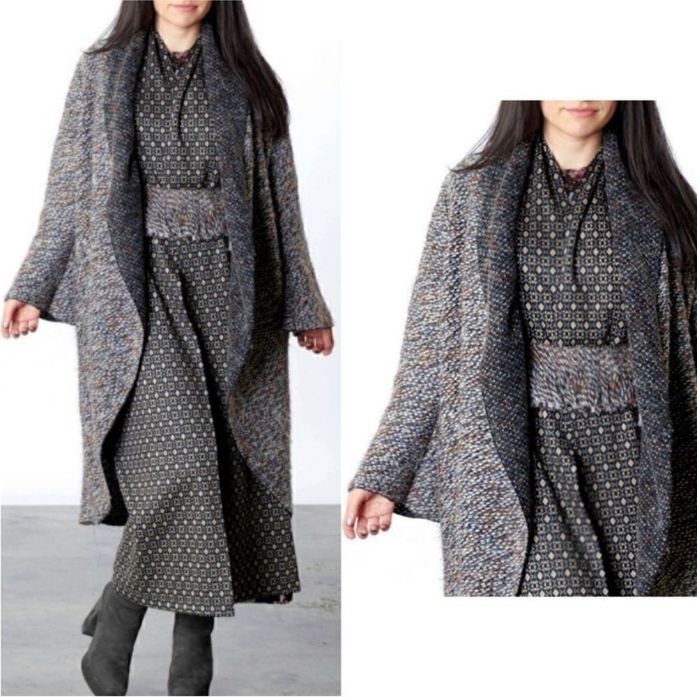 NWT Bryn Walker Castagna Wrap Isle Skye Array Hues Shawl Coat SZ XS Wool Blend